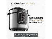 Panela de Pressão Elétrica Digital 6L Mondial Preto/Inox 1000W - 2
