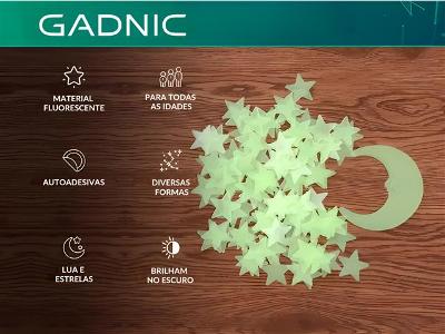 100 Estrelas Fluorescentes Neon Brilha No Escuro Teto e Parede Gadnic