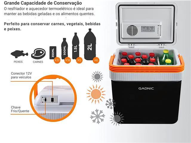 Mini Geladeira Portátil Cooler Automotivo 12V 24Lts Gadnic - 4