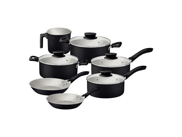 Jogo de Panelas Tramontina em Alumínio Starflon Max Preto 07 Peças - 1