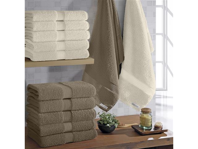 Jogo de Toalha Buettner de banhão Natural Khaki/ marfim 5 Peças - 3