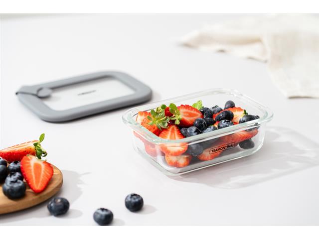 Pote de Vidro Tramontina Vittra Retangular com Tampa de Silicone 0,37L - 4