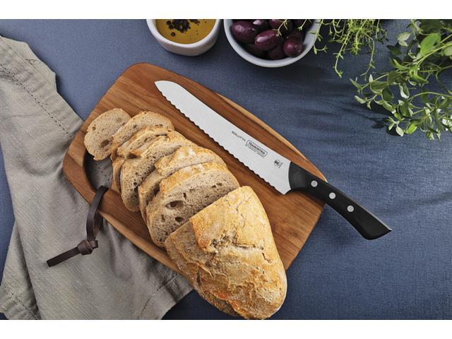 Faca para Pão Tramontina Solutta com Lâmina em Aço Inox e  Preto 8" - 3