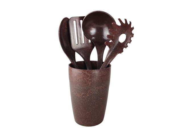 Kit Evo de Utensílios com Suporte 5 Peças - Imbuia - 1