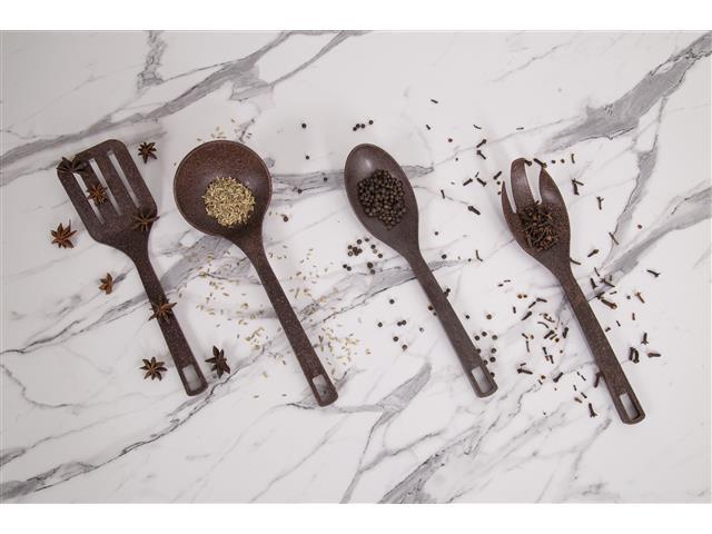 Kit Evo de Utensílios com Suporte 5 Peças - Imbuia - 2