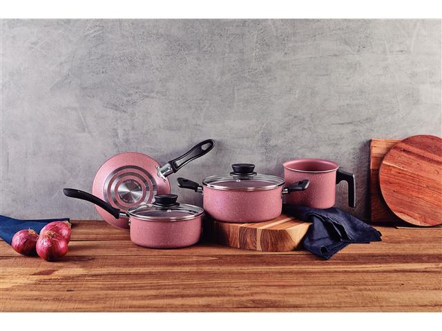 Jogo de Panelas Tramontina Linz em Aluminio Starflon Max Rosa 04 Peças - 2