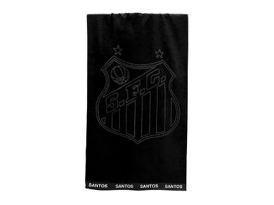 Toalha Buettner Jacquard Futebol Santos Preta Barra Trabalhada