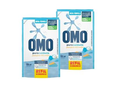 Kit 2 Sabão Liquido Omo Puro Cuidado 900ml