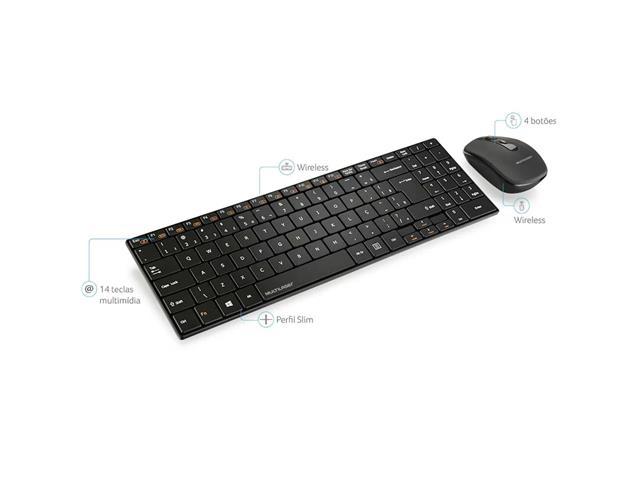 Teclado e Mouse Multilaser Slim Sem Fio 2.4 Ghz USB Preto TC202 - 3