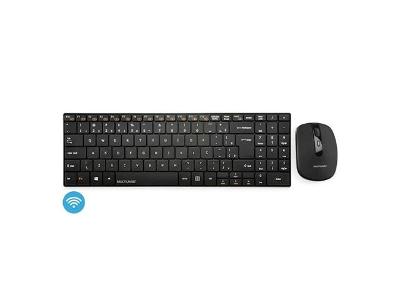 Teclado e Mouse Multilaser Slim Sem Fio 2.4 Ghz USB Preto TC202