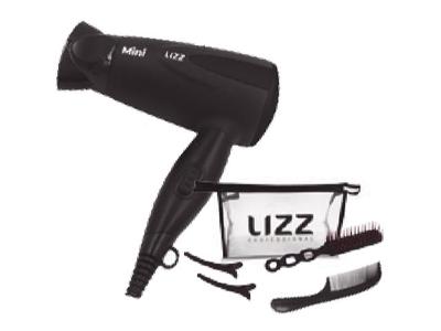 Mini Secador de Cabelo Lizz Dobrávl Preto Bivolt