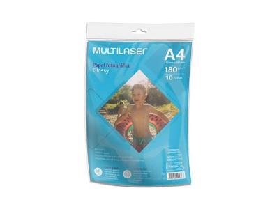 Papel Fotográfico Multilaser Glossy A4 210x297mm 180g 10 Folhas PE030