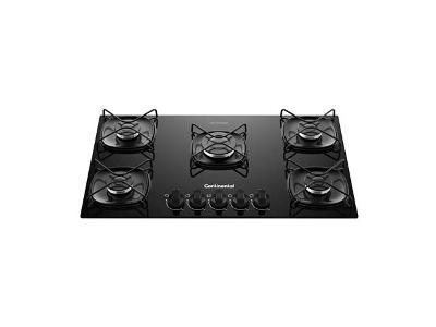 Cooktop Continental 5 Bocas Preto com Mesa de Vidro Bivolt