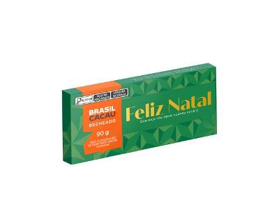 Tablete Recheado Feliz Natal Brasil Cacau 90 G
