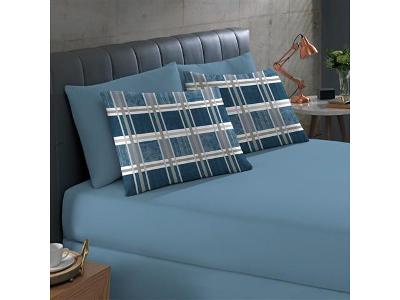 Jogo de Cama Buettner Casal Basic Estampado Escócia Azul 3 Peças