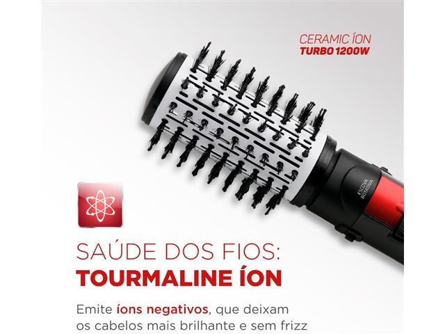Escova Rotativa Ceramic Íon Turbo, Mondial Vermelho/Preto 1200W 220V - 3