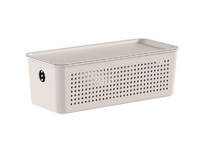 Cesto Flow Com Tampa 27 X 12 X 10 Bege Fechado
