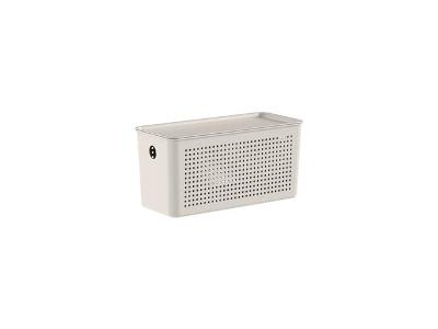 Cesto Flow Com Tampa 27 X 12 X 14 Bege Fechado