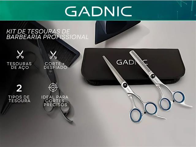 Kit Tesoura Profissional Gadnic Corte Polimento Desfiadeira 6.0 - 2