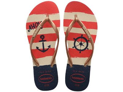 Chinelo Havaianas Slim Nautical Bege Palha/Rose Gold
