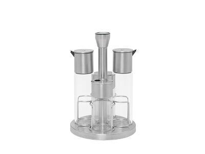Galheteiro Tramontina Realce Vidro/Inox c/ Base Giratória 4p
