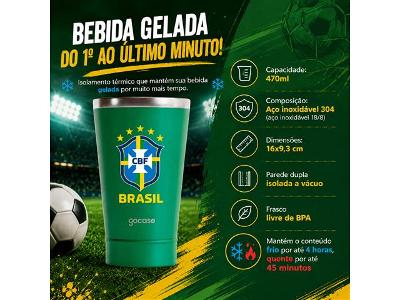 Copo Térmico Gocase Copa Mundo Brasil Cbf Inox Verde 470ml