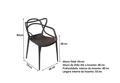 Conjunto com 4 Cadeira Allegra Masters Polipropileno Sala,Cozinha, Jantar, Empilhavel Preta