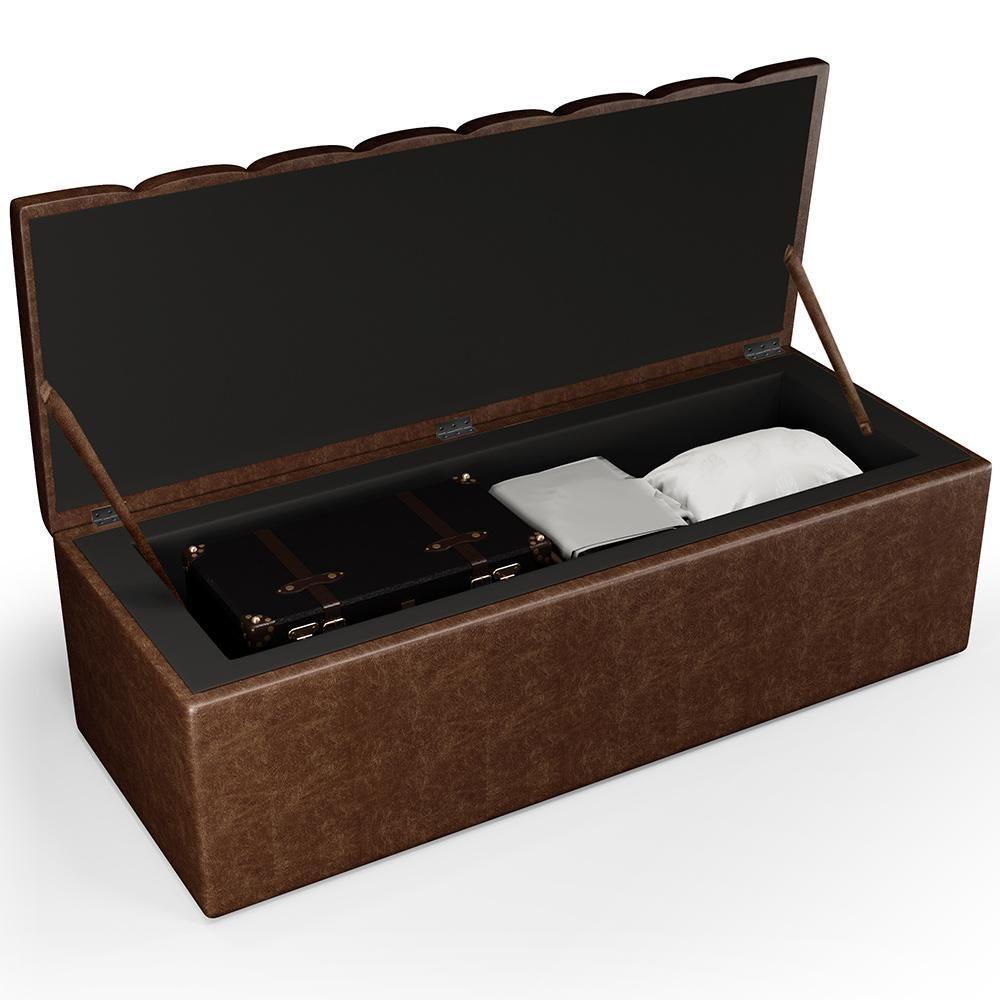 Kit Cabeceira Casal Queen 160cm Calçadeira Baú Marrom - 10