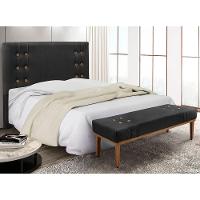 Kit Cabeceira E Calçadeira Recamier Queen 1,60M Preto - - 8