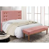 Kit Cabeceira E Calçadeira Recamier Queen 1,60M - Rosa - 8