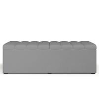 Kit Cabeceira Casal 140cm Com Calçadeira Recamier Baú Cinza - 2