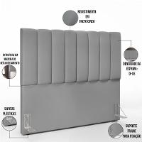 Kit Cabeceira Casal 140cm Com Calçadeira Recamier Baú Cinza - 9