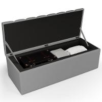 Kit Cabeceira Casal 140cm Com Calçadeira Recamier Baú Cinza - 10