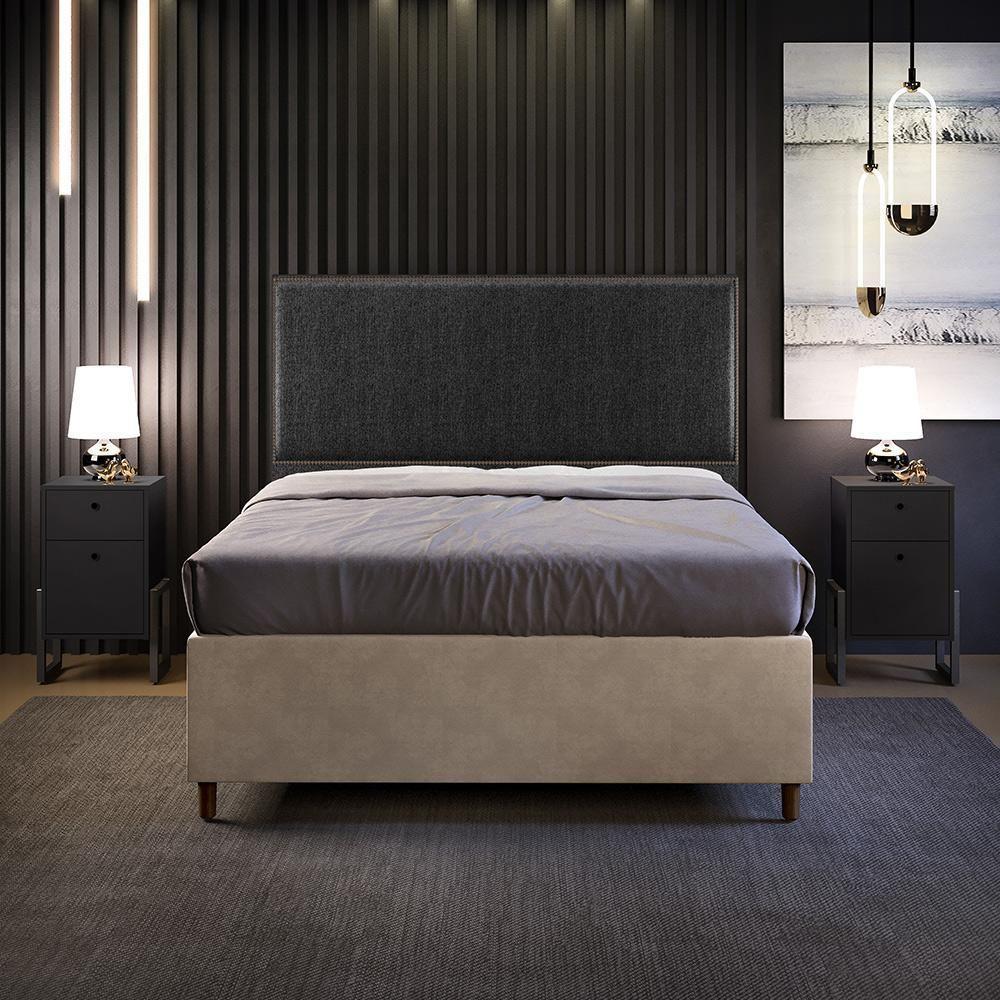 Cabeceira Cama Box Casal Tachas 140 Cm Vicenza L02 Chumbo - 6
