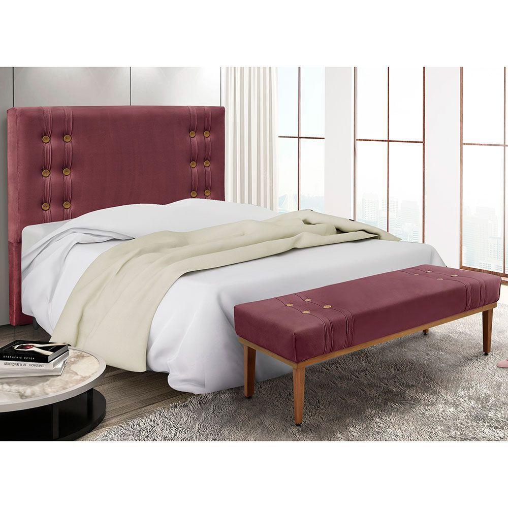 Kit Cabeceira E Calçadeira Recamier Solteiro 0,90M Vinho - - 8
