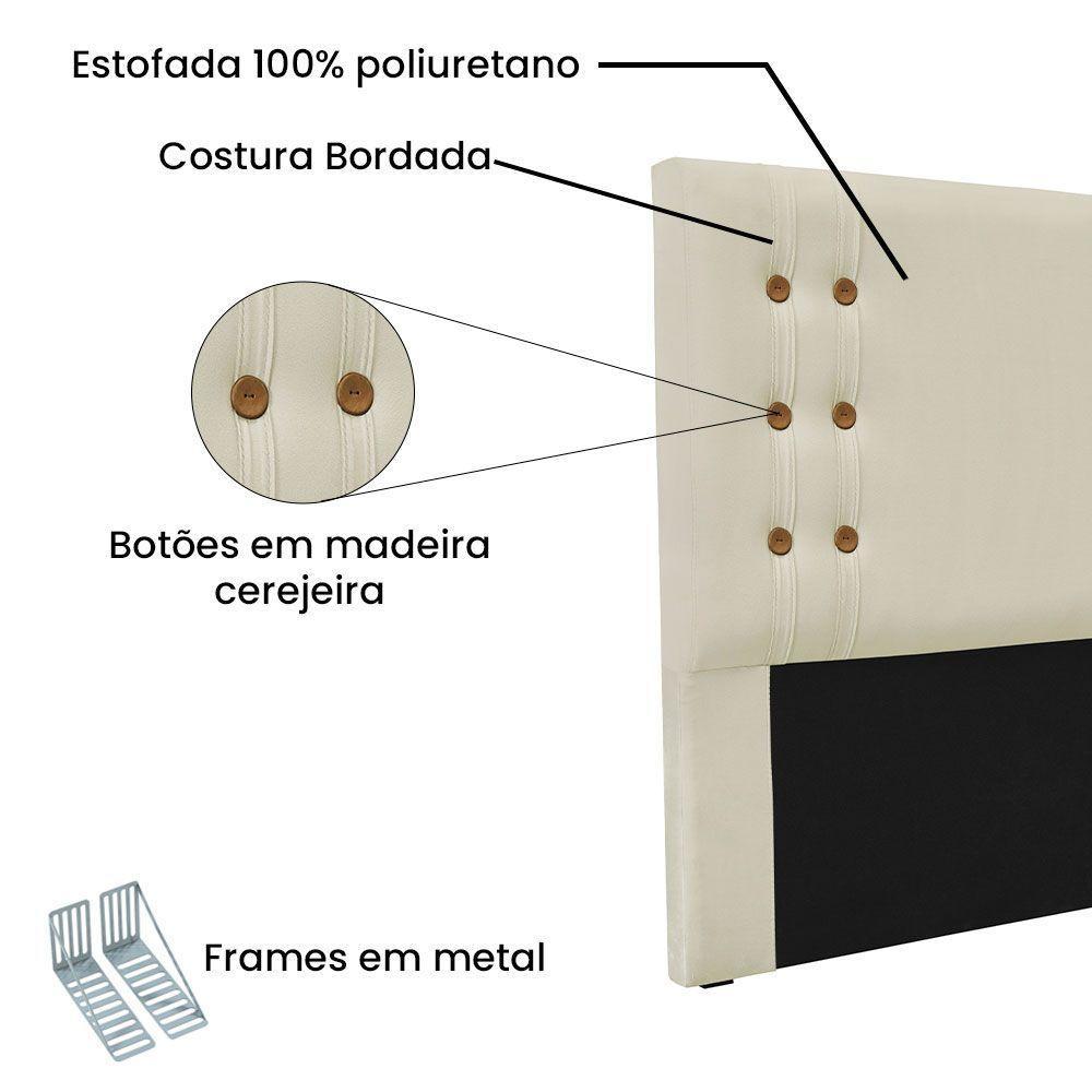 Kit Cabeceira E Calçadeira Recamier Queen 1,60M - Bege - 5