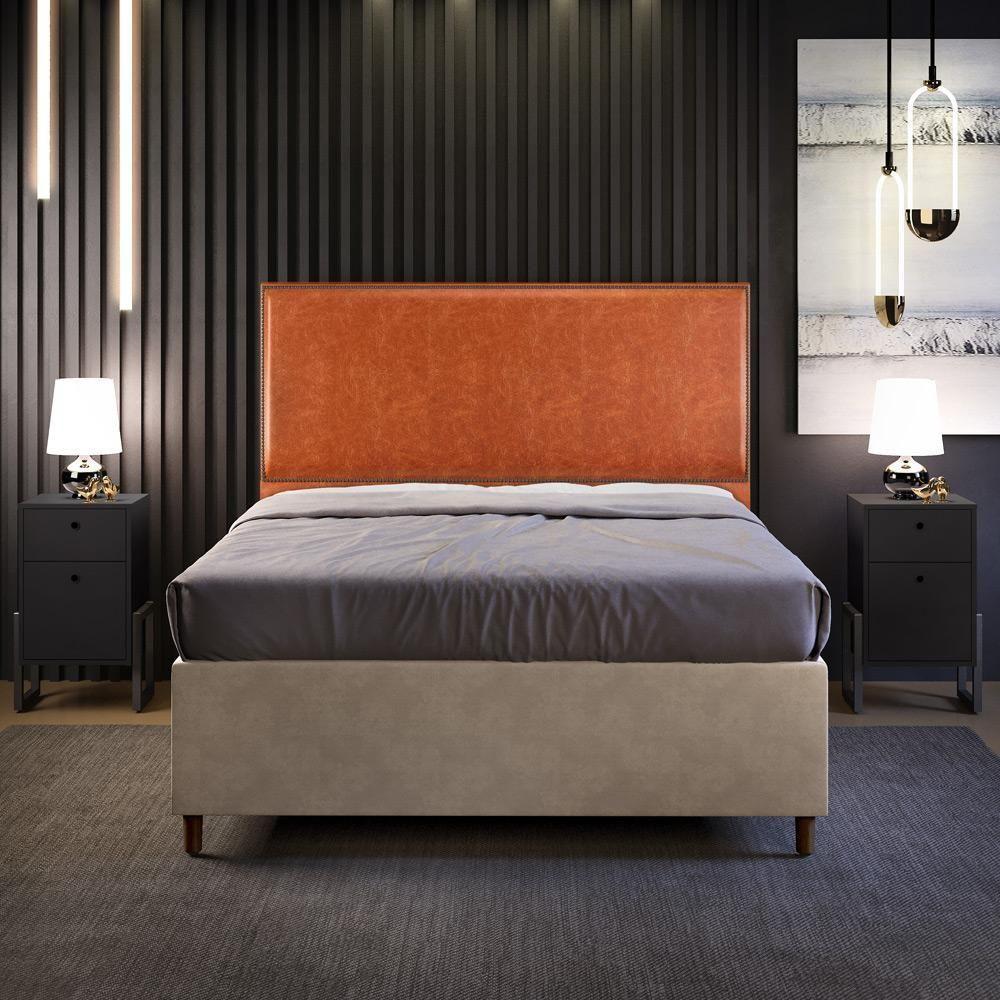 Cabeceira Box Casal King Com Tachas 195 Cm Couríssimo Camel - 8