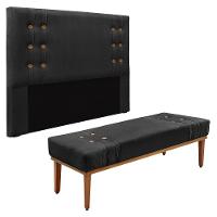 Kit Cabeceira E Calçadeira Recamier Queen 1,60M - Preto - 1