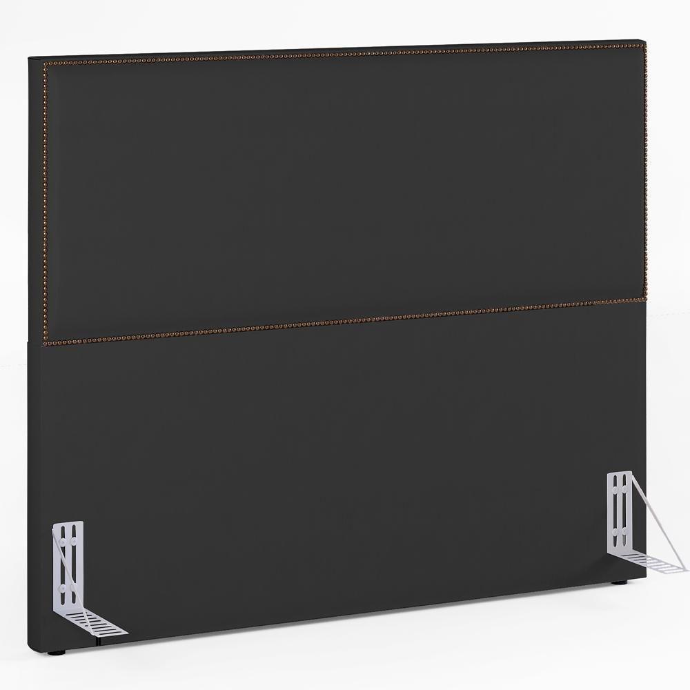 Cabeceira Box Casal King Com Tachas 195 Cm Suede Preto - 1