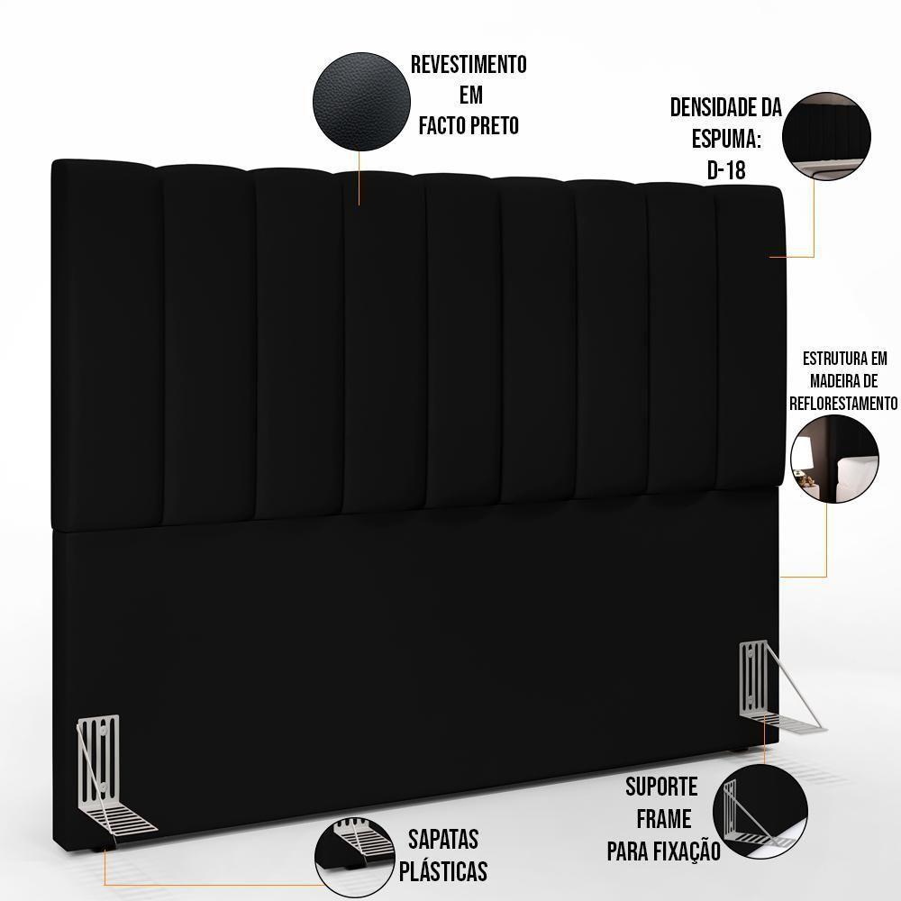 Kit Cabeceira Casal Queen 160cm Com Calçadeira Baú Preto - 9