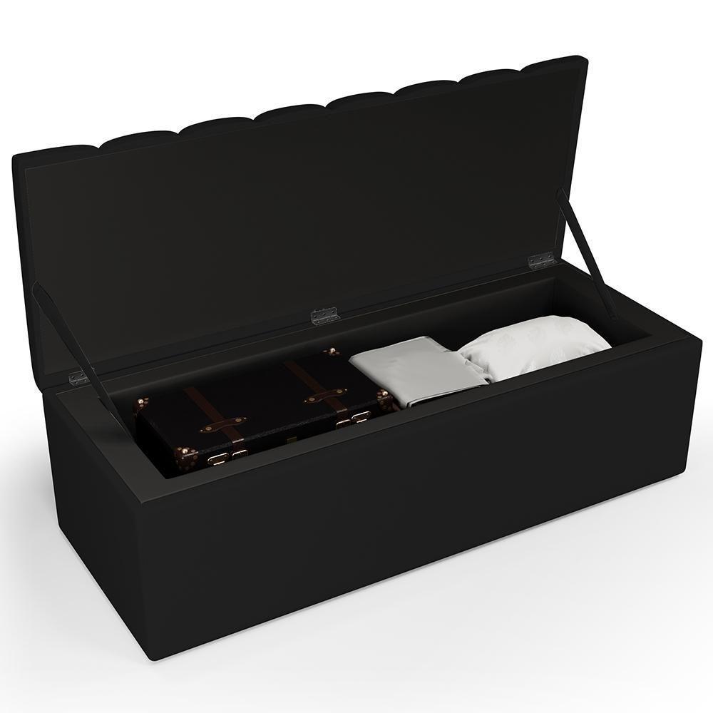 Kit Cabeceira Casal Queen 160cm Com Calçadeira Baú Preto - 10