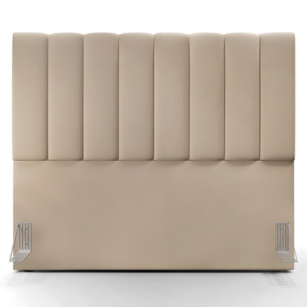 Kit Cabeceira Casal 140cm C/Calçadeira Recamier Baú Bege - 5