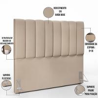 Kit Cabeceira Casal 140cm C/Calçadeira Recamier Baú Bege - 9