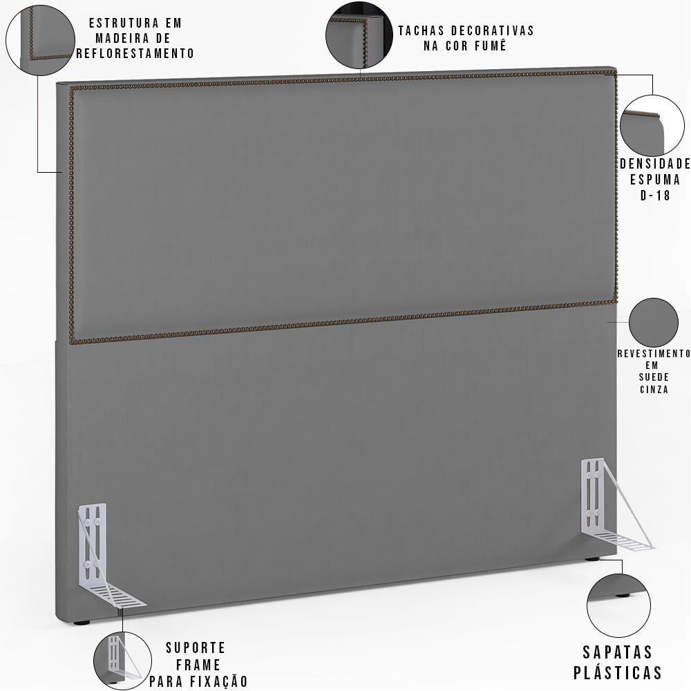 Cabeceira Cama Box Casal Tachas 140 Cm Vicenza L02 Cinza - 6