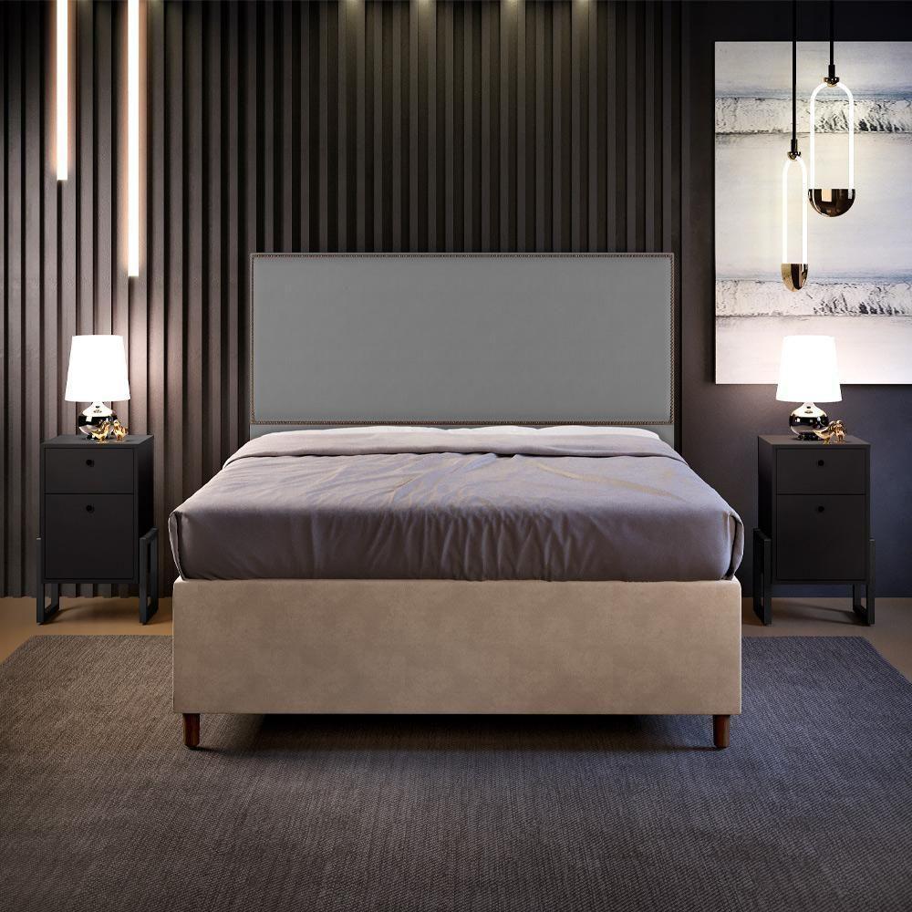 Cabeceira Cama Box Casal Tachas 140 Cm Vicenza L02 Cinza - 7