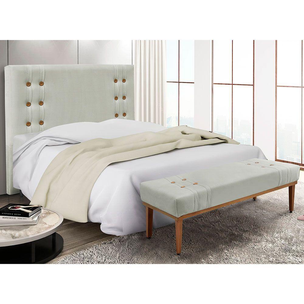 Kit Cabeceira E Calçadeira Recamier Queen 1,60M Cinza Prata - 8