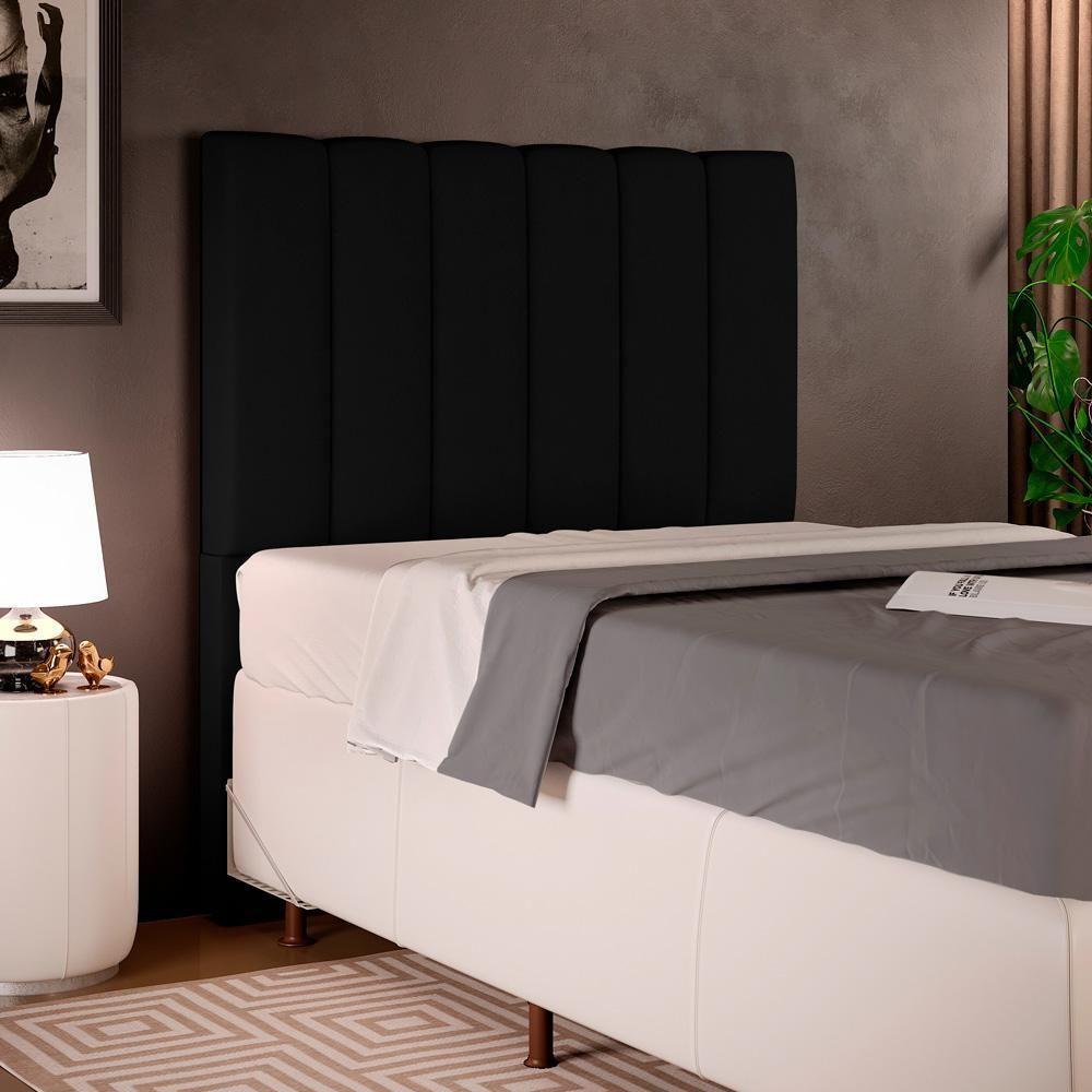 Cabeceira Cama Box Solteiro 100 Cm Dália W01 Suede Preto - 6