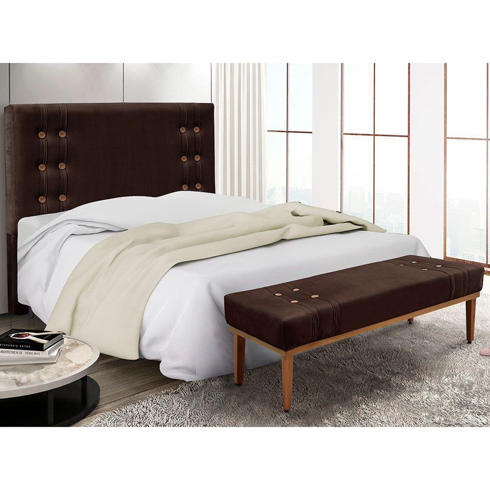 Kit Cabeceira Recamier Queen 1,60M Suede Marrom Café - 5