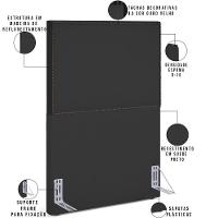 Cabeceira Cama Box Solteiro Com Tachas 100 Cm Suede Preto - 6