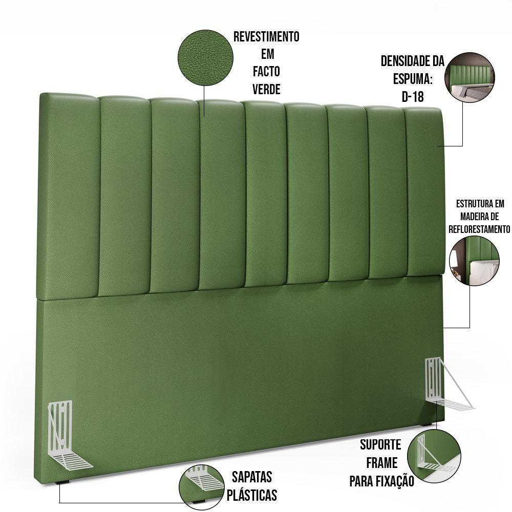Kit Cabeceira Casal Queen 160cm Calçadeira Baú Verde Musgo - 9